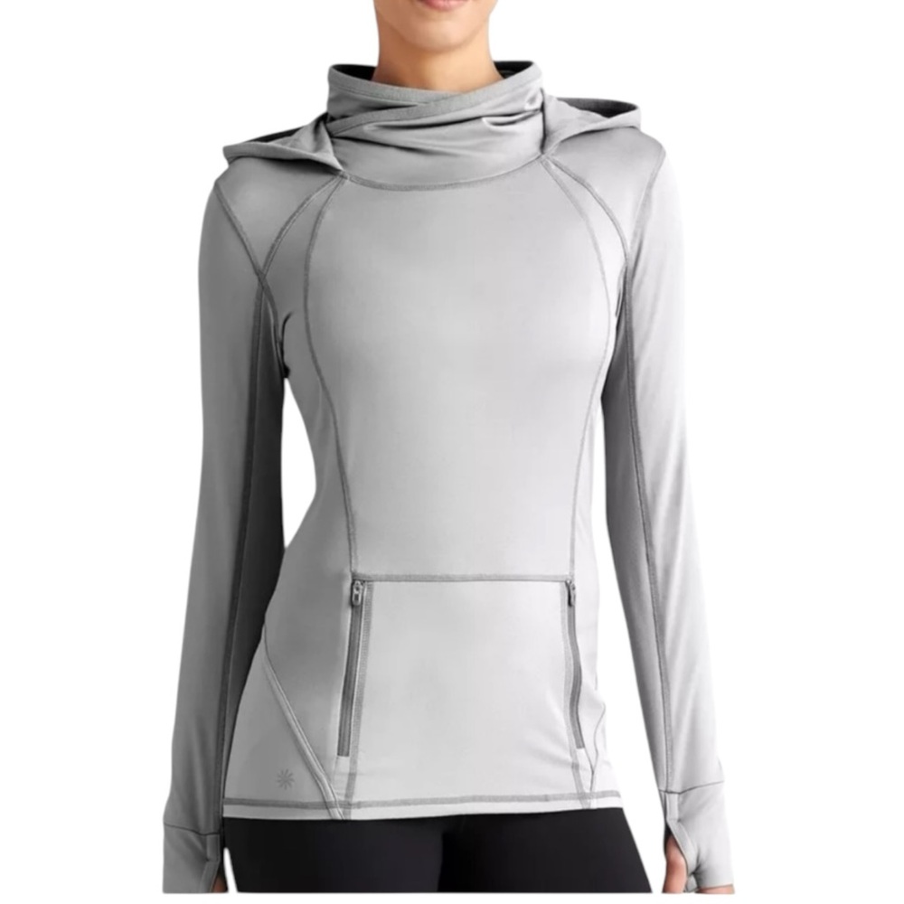 Athleta Gray Plush Tech 3.0 Hoodie Pullover Top size XL